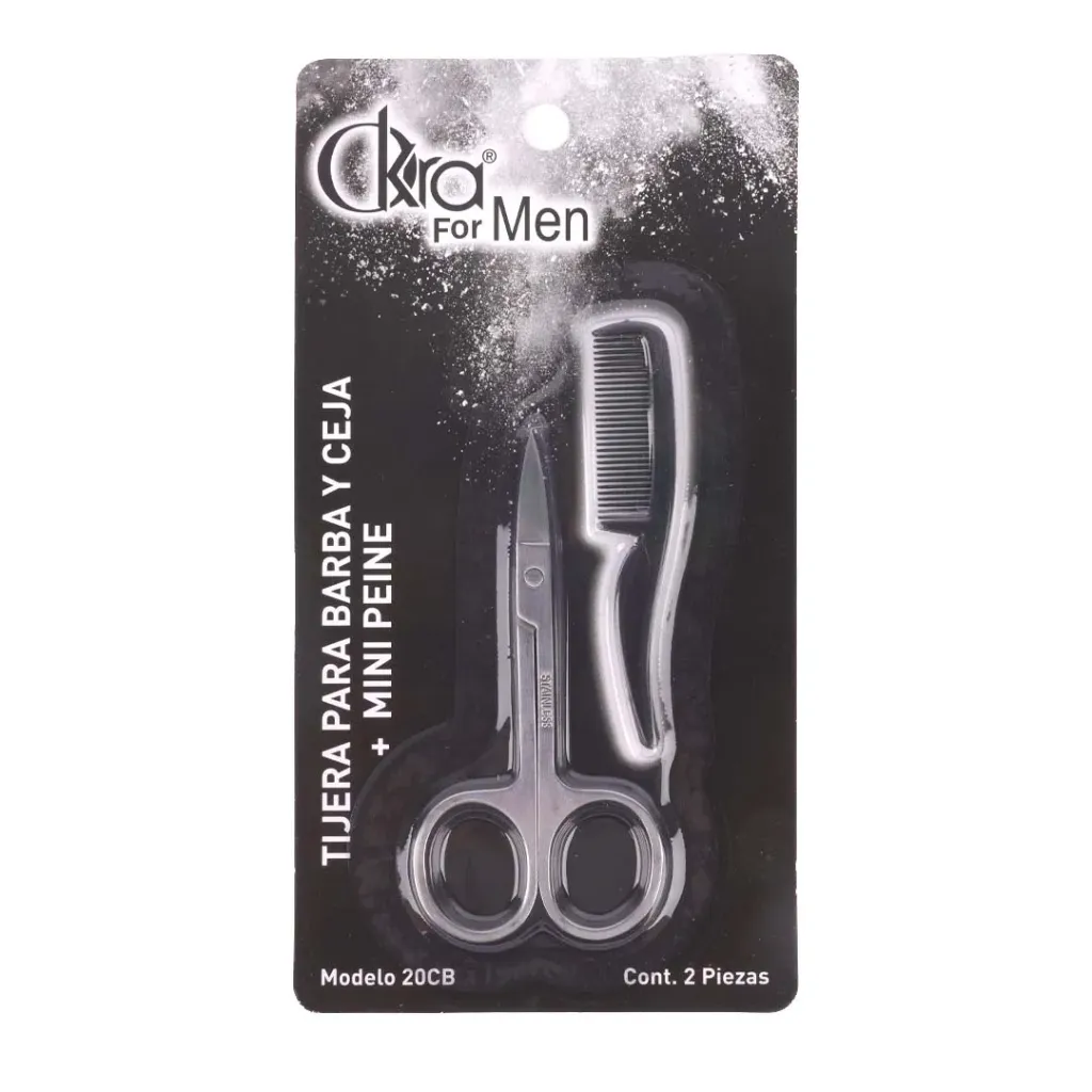 [20CB] TIJERA PARA BARBA Y CEJA + MINI PEINE
